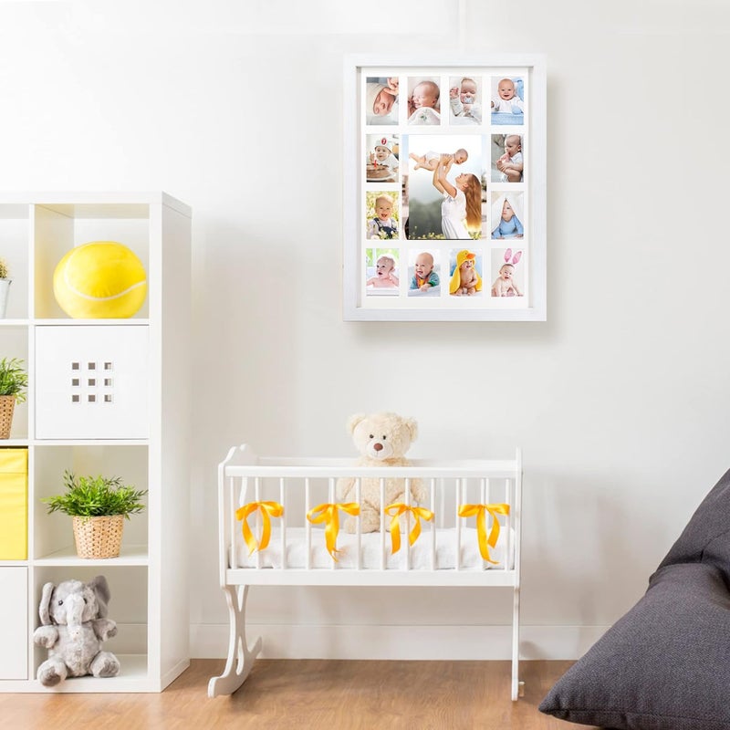 FramePro My First Year Picture Frame, Baby's First Twelve Months Photo Collage and Gender Neutral Keepsake, Ideal for Baby Shower, New Mom Gift and Nursery Decort, Displays One 5x7 Photo and Twelve 2x3 Pictures - Image 2